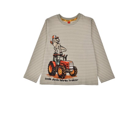 T-Shirt langarm geringelt ´Dino´ stripe stone/beige