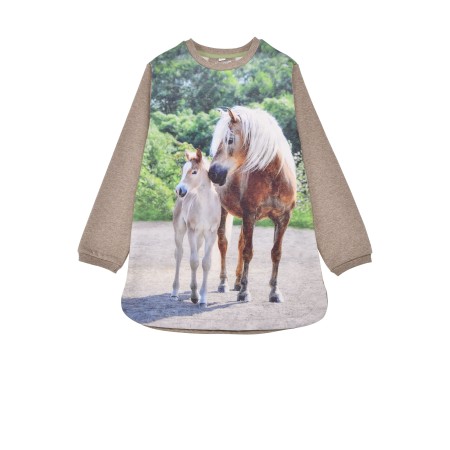 Kleid ´Pferde´ brown-melange