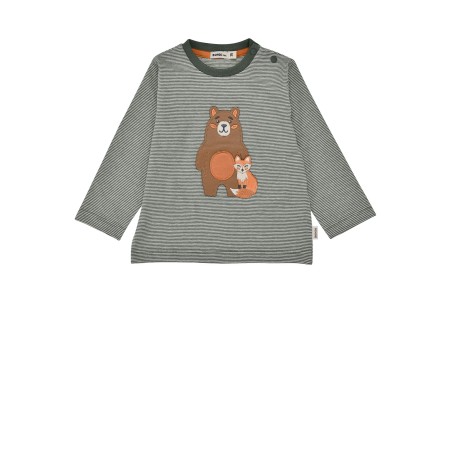 T-Shirt langarm geringelt ´Waldtiere´ stripe leave/stone