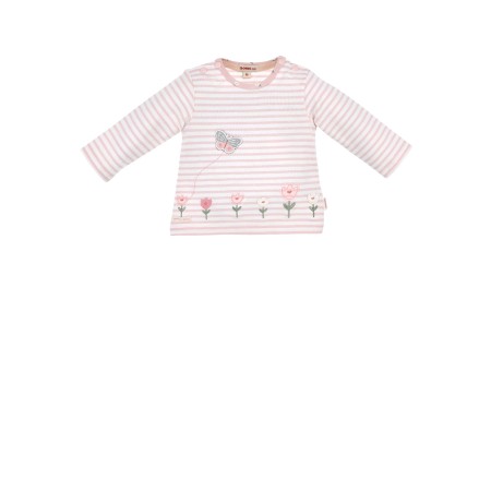 T-Shirt langarm geringelt ´´Blumenbordüre´ stripe rose/offwhite