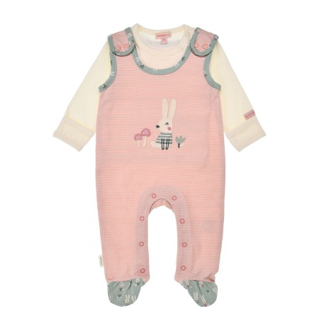 Strampler ´Häschen´ stripe rose/vanilla