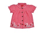 Trachtenbluse ´Blumenwiese´ check red/rose