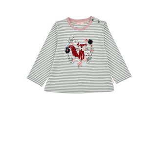 T-Shirt langarm geringelt ´Fuchs´ stripe kiwi/offwhite