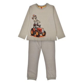 Schlafanzug langarm ´Dino´ stripe stone/beige