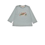 T-Shirt langarm geringelt ´ Igel´ stripe petrol/offwhite