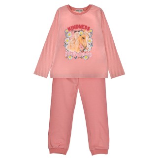 Schlafanzug langarm ´Pferd´ stripe mauve/berry