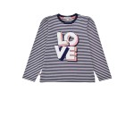 T-Shirt langarm geringelt ´Love´ stripe navy/offwhite