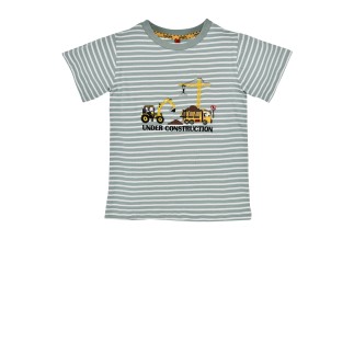 T-Shirt halbarm geringelt ´Baustelle´ stripe salbei/white